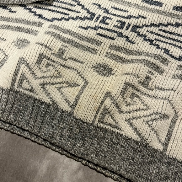 Vintage 90s Fine Line Patterned Knit Sweater Mens Large White - Picture 5 of 5